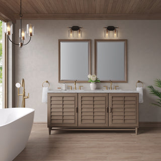 72 Inch Portland Freestanding Vanity in Whitewashed Walnut / Victorian Silver Top