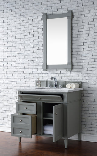 36 Inch Brittany Freestanding Vanity in Urban Gray / Carrara White Top