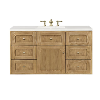 48 Inch Laurent Dual Mount Vanity in Light Natural Oak / White Zeus Top