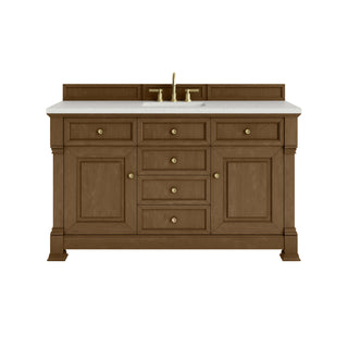 60 Inch Brookfield Freestanding Vanity in Honey Oak / Lime Delight Top