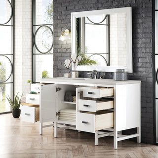 60 Inch Addison Freestanding Vanity in Glossy White / Lime Delight Top