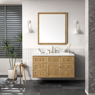 48 Inch Laurent Dual Mount Vanity in Light Natural Oak / White Zeus Top