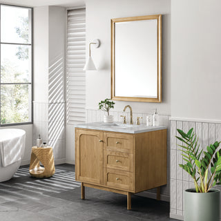 36 Inch Laurent Dual Mount Vanity in Light Natural Oak / Victorian Silver Top