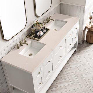 72 Inch Breckenridge Freestanding Vanity in Bright White / Eternal Marfil Top