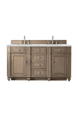 60 Inch Bristol Freestanding Vanity in Whitewashed Walnut / Ethereal Noctis Top