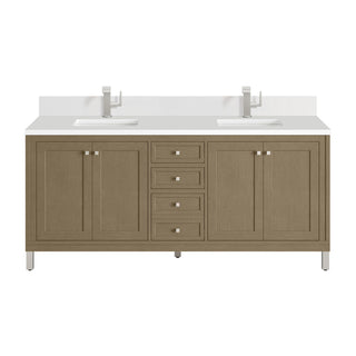 72 Inch Chicago Freestanding Vanity in Walnut Whisper / White Zeus Top