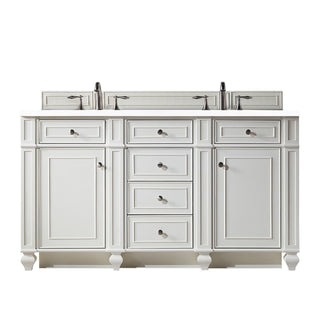 60 Inch Bristol Freestanding Vanity in Bright White / White Zeus Top