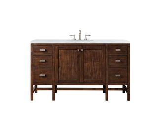 60 Inch Addison Freestanding Vanity in Mid-Century Acacia / Arctic Fall Top
