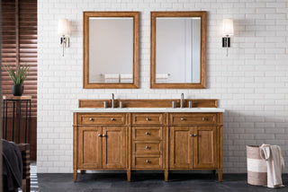 72 Inch Brittany Freestanding Vanity in Saddle Brown / Ethereal Noctis Top