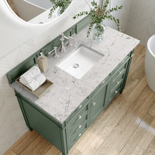 48 Inch Brittany Freestanding Vanity in Smokey Celadon / Eternal Jasmine Pearl Top