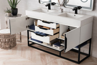 58.875 Inch Columbia Freestanding Vanity in Glossy White / Glossy White Top