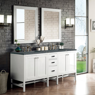 72 Inch Addison Freestanding Vanity in Glossy White / Parisien Bleu Top