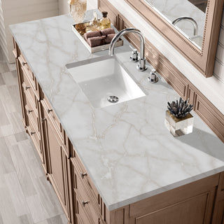 60 Inch Bristol Freestanding Vanity in Whitewashed Walnut / Victorian Silver Top