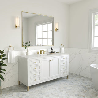 60 Inch Chicago Freestanding Vanity in Glossy White / Lime Delight Top