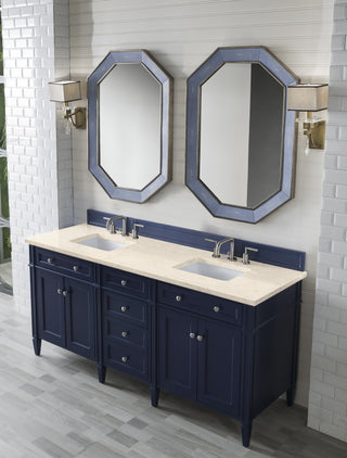 72 Inch Brittany Freestanding Vanity in Victory Blue / Eternal Marfil Top