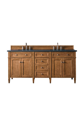 72 Inch Brittany Freestanding Vanity in Saddle Brown / Charcoal Soapstone Top