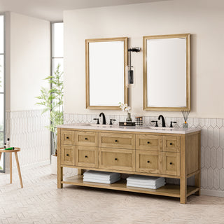 72 Inch Breckenridge Freestanding Vanity in Light Natural Oak / Eternal Marfil Top