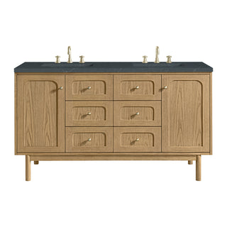 60 Inch Laurent Dual Mount Vanity in Light Natural Oak / Charcoal Soapstone Top