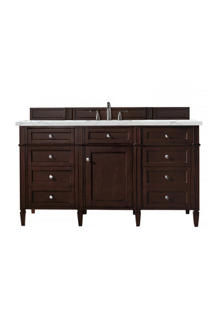 60 Inch Brittany Freestanding Vanity in Burnished Mahogany / Ethereal Noctis Top