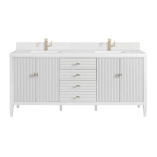 72 Inch Myrrin Freestanding Vanity in Bright White / White Zeus Top