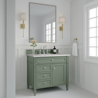 36 Inch Brittany Freestanding Vanity in Smokey Celadon / Victorian Silver Top
