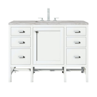48 Inch Addison Freestanding Vanity in Glossy White / Victorian Silver Top