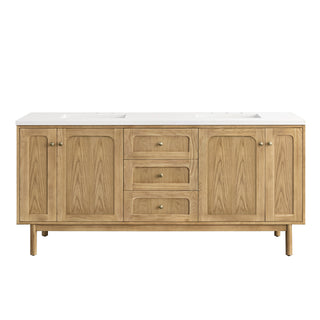 72 Inch Laurent Dual Mount Vanity in Light Natural Oak / White Zeus Top