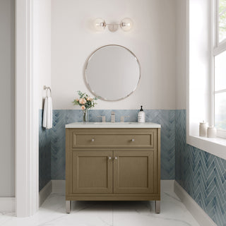 36 Inch Chicago Freestanding Vanity in Walnut Whisper / Lime Delight Top