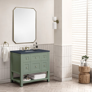 36 Inch Breckenridge Freestanding Vanity in Smokey Celadon / Charcoal Soapstone Top