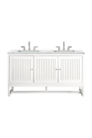 60 Inch Athens Dual Mount Vanity in Glossy White / Ethereal Noctis Top