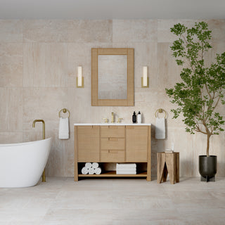 48 Inch Solene Freestanding Vanity in Seaside Oak / White Zeus Top
