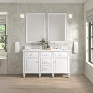 60 Inch Lorelai Freestanding Vanity in Bright White / White Zeus Top