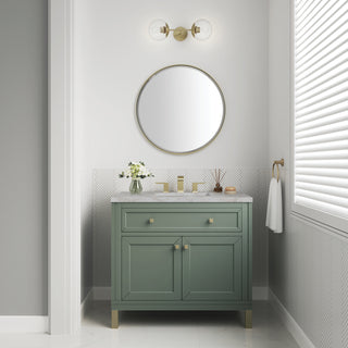 36 Inch Chicago Freestanding Vanity in Smokey Celadon / Victorian Silver Top