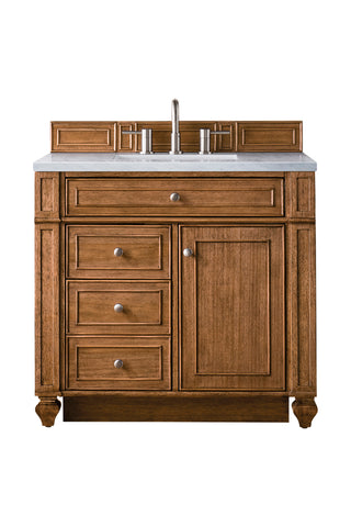 36 Inch Bristol Freestanding Vanity in Saddle Brown / Carrara White Top