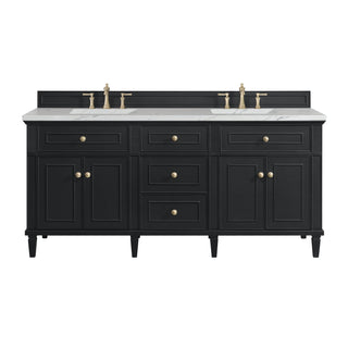 72 Inch Lorelai Freestanding Vanity in Black Onyx / Ethereal Noctis Top
