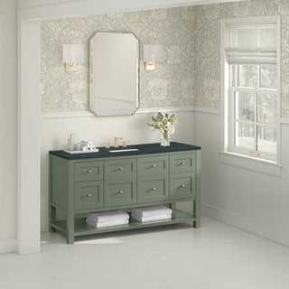 60 Inch Breckenridge Freestanding Vanity in Smokey Celadon / Charcoal Soapstone Top