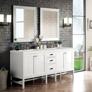 72 Inch Addison Freestanding Vanity in Glossy White / Lime Delight Top