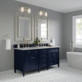 72 Inch Brittany Freestanding Vanity in Victory Blue / Victorian Silver Top