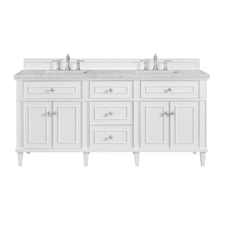72 Inch Lorelai Freestanding Vanity in Bright White / Eternal Jasmine Pearl Top