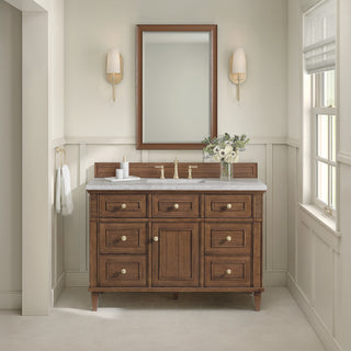 48 Inch Lorelai Freestanding Vanity in Mid-Century Walnut / Eternal Jasmine Pearl Top