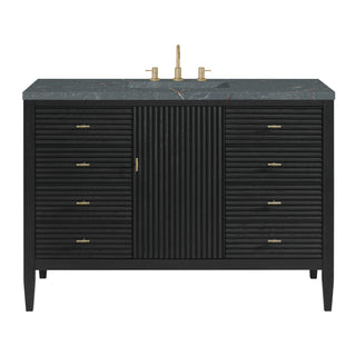 48 Inch Myrrin Freestanding Vanity in Carbon Oak / Parisien Bleu Top