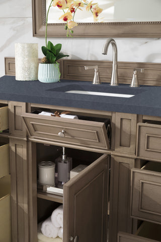 60 Inch Bristol Freestanding Vanity in Whitewashed Walnut / Charcoal Soapstone Top