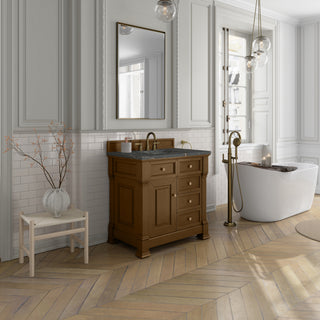 36 Inch Brookfield Freestanding Vanity in Honey Oak / Parisien Bleu Top