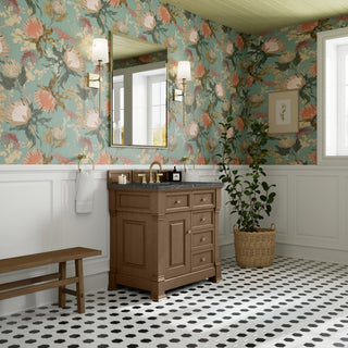 36 Inch Brookfield Freestanding Vanity in Pecan / Parisien Bleu Top