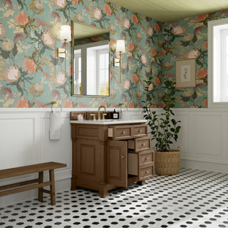36 Inch Brookfield Freestanding Vanity in Pecan / Lime Delight Top