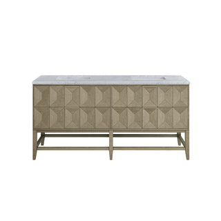 72 Inch Emmeline Freestanding Vanity in Pebble Oak / Carrara White Top