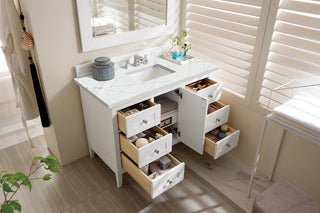 48 Inch Palisades Freestanding Vanity in Bright White / Ethereal Noctis Top
