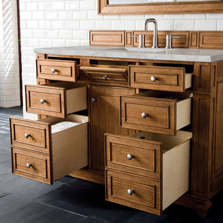 48 Inch Bristol Freestanding Vanity in Saddle Brown / Victorian Silver Top