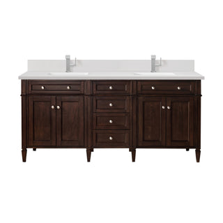 72 Inch Brittany Freestanding Vanity in Burnished Mahogany / White Zeus Top