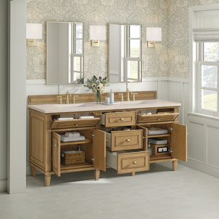 72 Inch Lorelai Freestanding Vanity in Light Natural Oak / Eternal Marfil Top